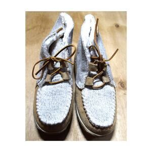 Minnetonka Fleece Lined Knit Ankle Boots Size 8 Suede Leather